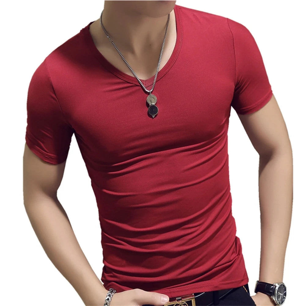 7 Colors Slim Man's T-shirt Short Sleeve Streetwear Gym Clothing Tee Top Plain Running Shirt Camiseta Masculina Tee Shirt Homme