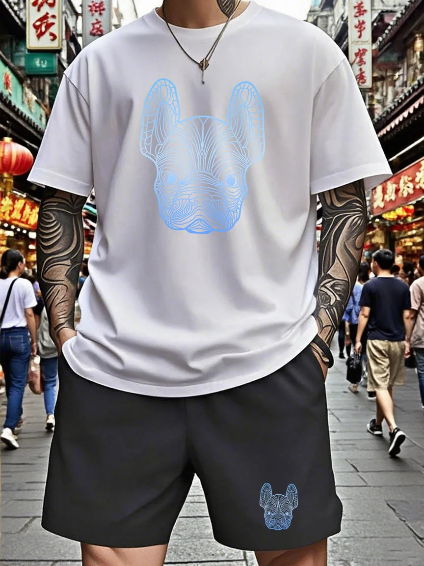 Men's Summer New casual sportswear set Fashion breathable outdoor men's women's short-sleeved T-shirts training shorts