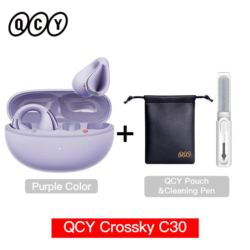 QCY Crossky C30 Wireless Earphones Bluetooth 5.4 Ear clip TWS Sports Earbuds Open Ear Earclip Dual-Connection Headphone