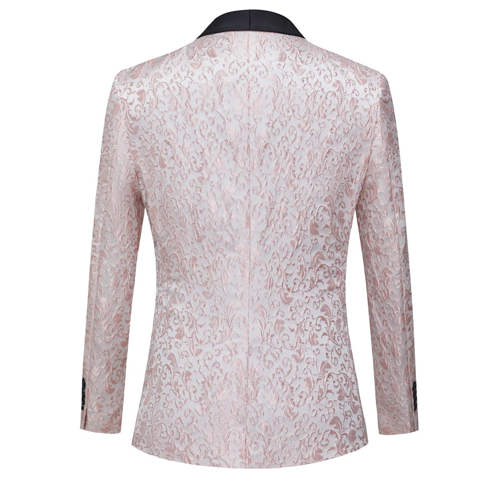 Men's Paisley Tuxedo Jacket One Button Dress Suit Jacket Floral Blazer for Dinner Party Prom Wedding