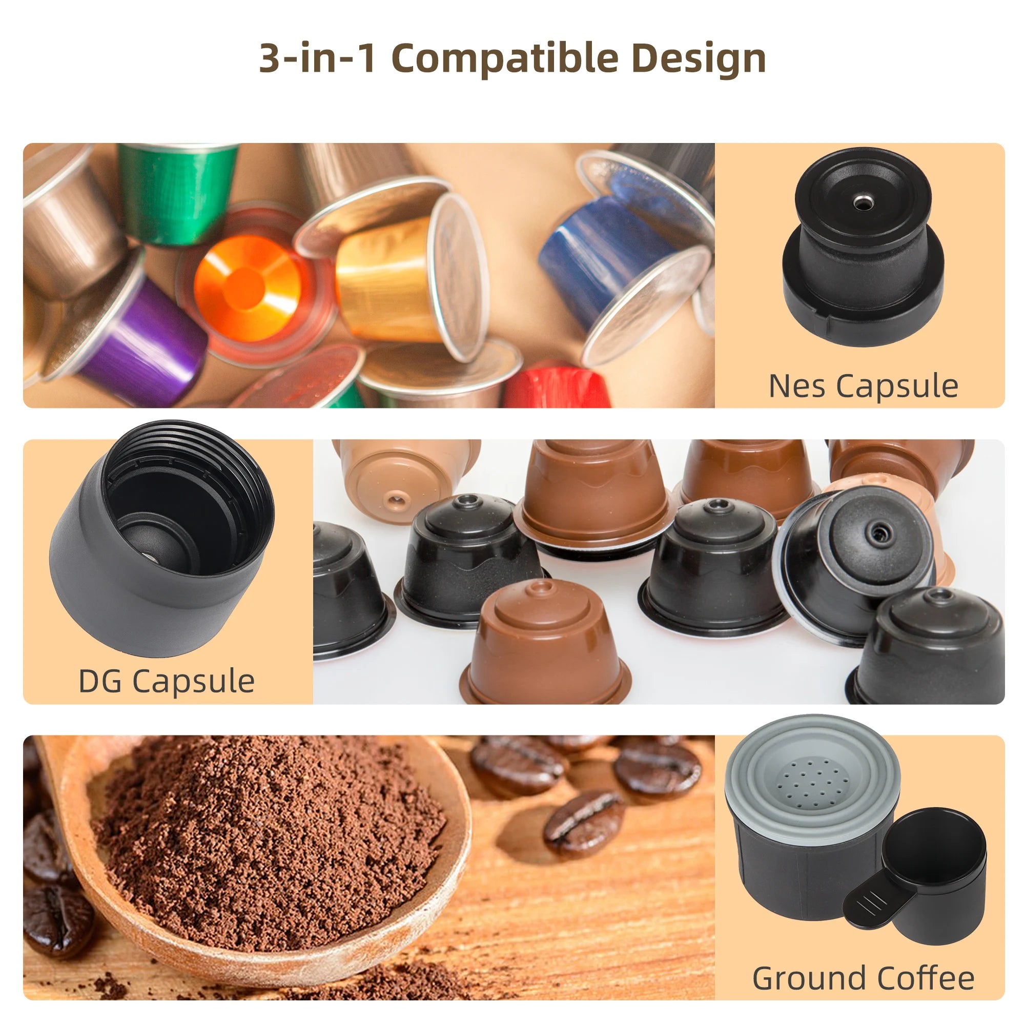 BioloMix Portable Coffee Maker Espresso Machine Hand Press Capsule Ground Coffee Brewer Portable for Travel and Picnic