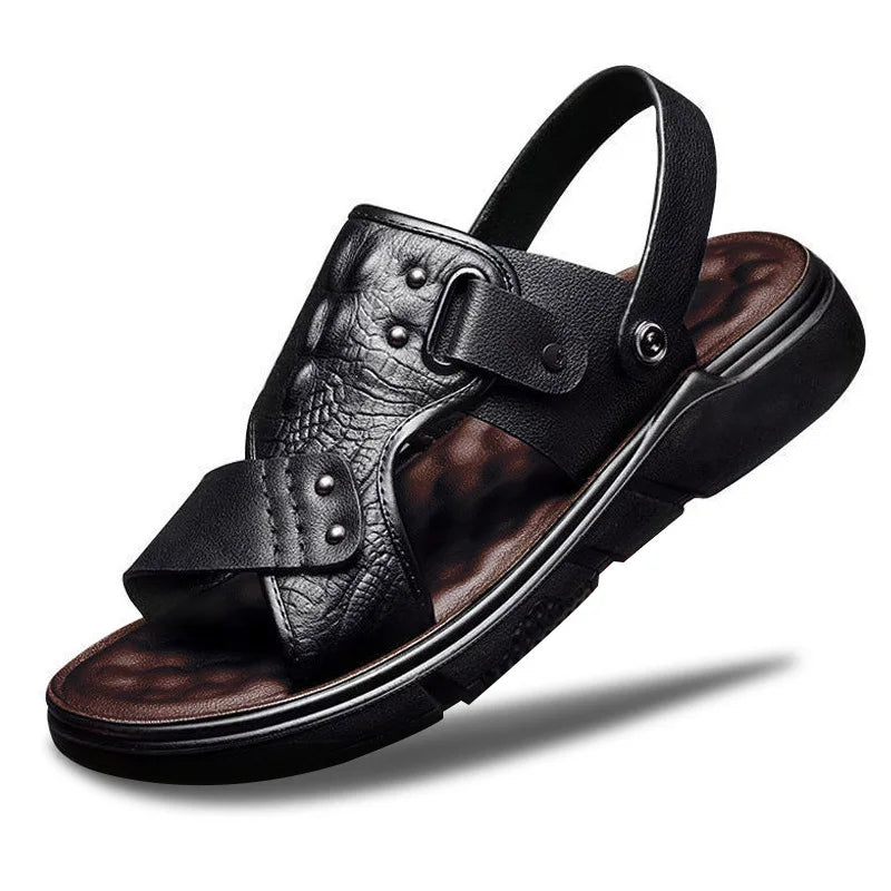Big Size Men Leather Sandals Summer Classic Men Shoes Slippers Soft Sandals Men Roman Comfortable Outdoor Walking Footwear