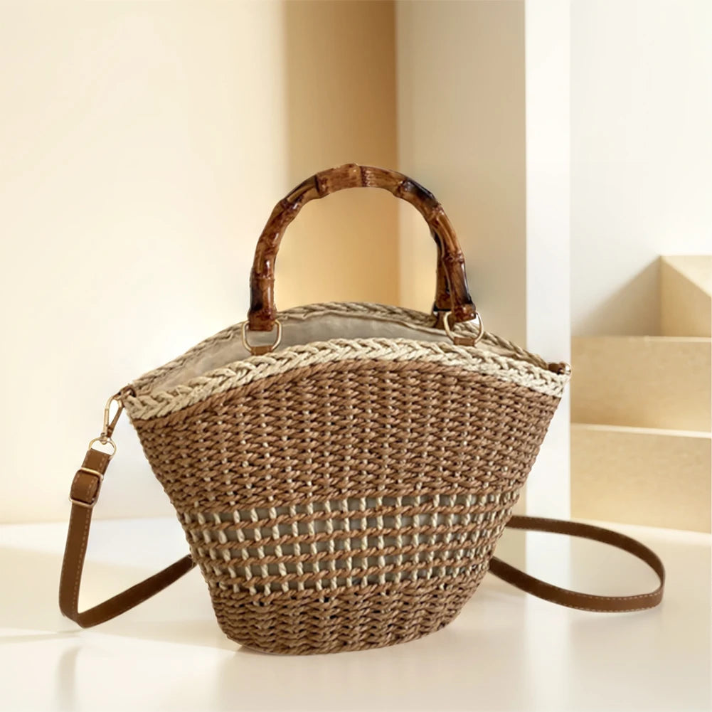 Casual Summer Beach Bag Women Straw Hobo Bag Large Woven Shoulder Bag Clutch Purse for Travel Vacation Shopping