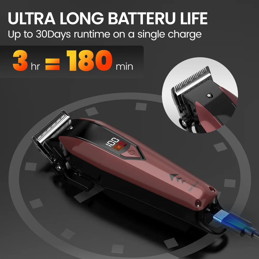 Sejoy Professional  Hair Clippers for Men Trimmers Set for Barber Cordles with LED Display Slick Hair Cut Self-Sharpening Blades