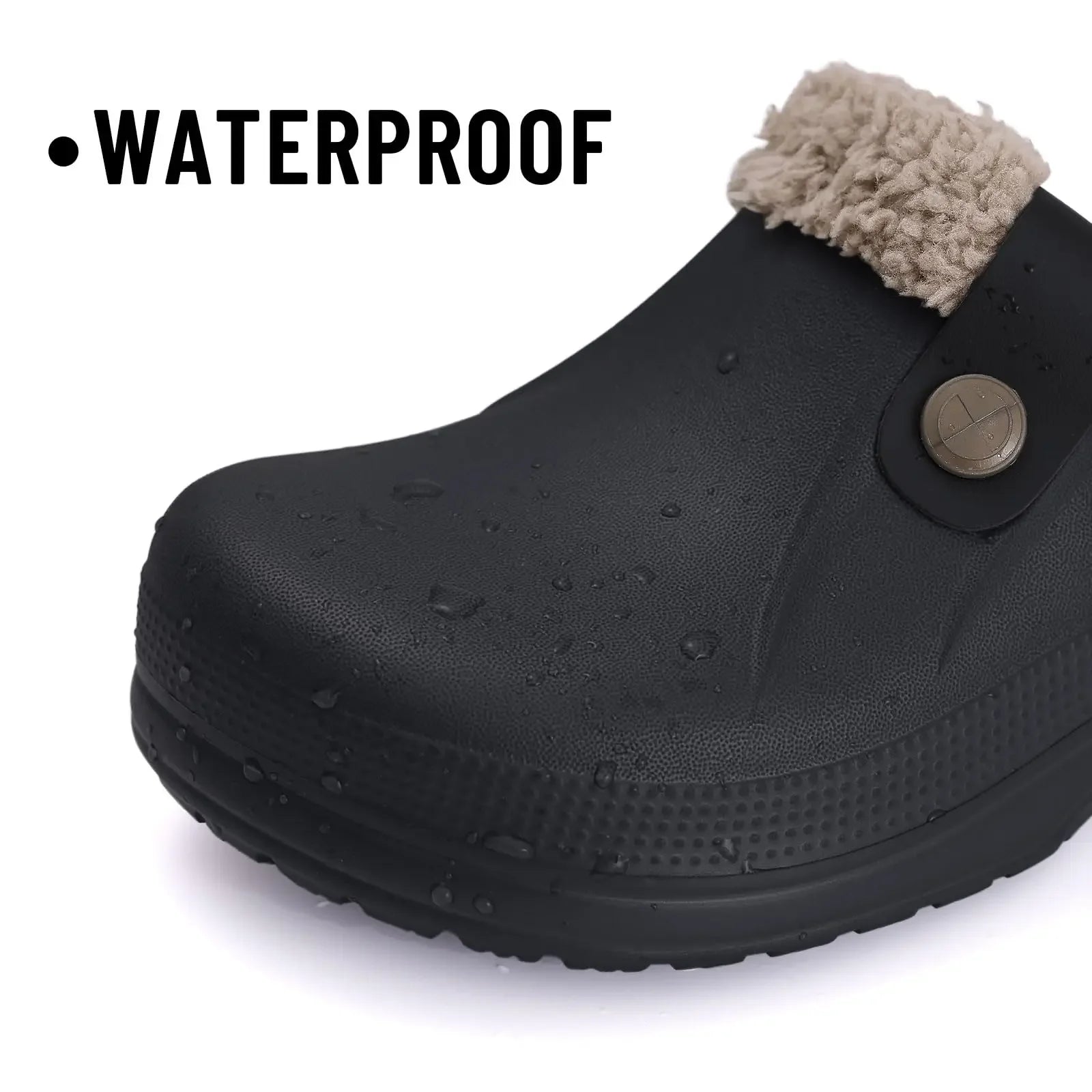 Eyriphy Classic Fur Lined Clogs For Women Waterproof Winter Fuzzy Slippers Mens Cotton Shoes For Indoor And Outdoor Rubber Soles