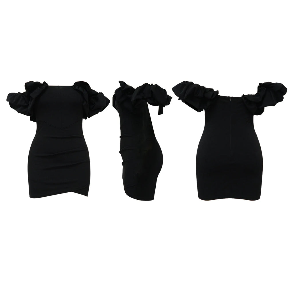 Petal Sleeve Fishbone Waist Dress Women 2024 Pleated Bodycon Long Sexy Dress Elegant Robes Party Dresses Vestidos