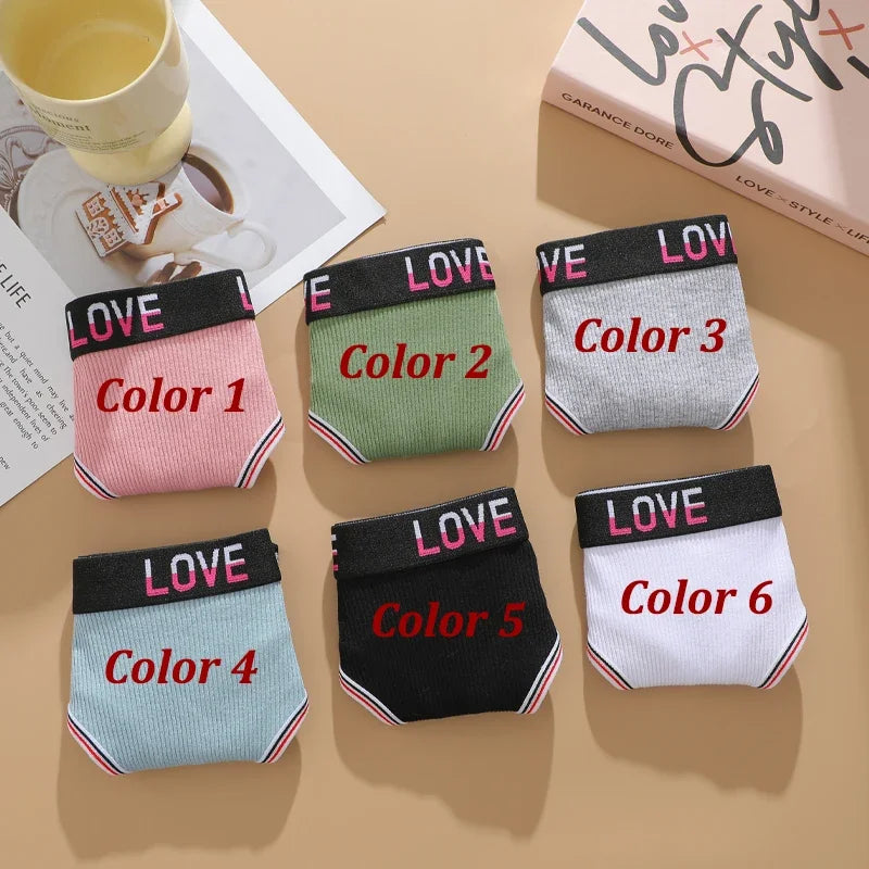 6Pcs/Set Women's Cotton Panties Sexy Stripe Letter Thongs Sets Low Waist Soft Comfortable Underwear Female Breathable G-strings