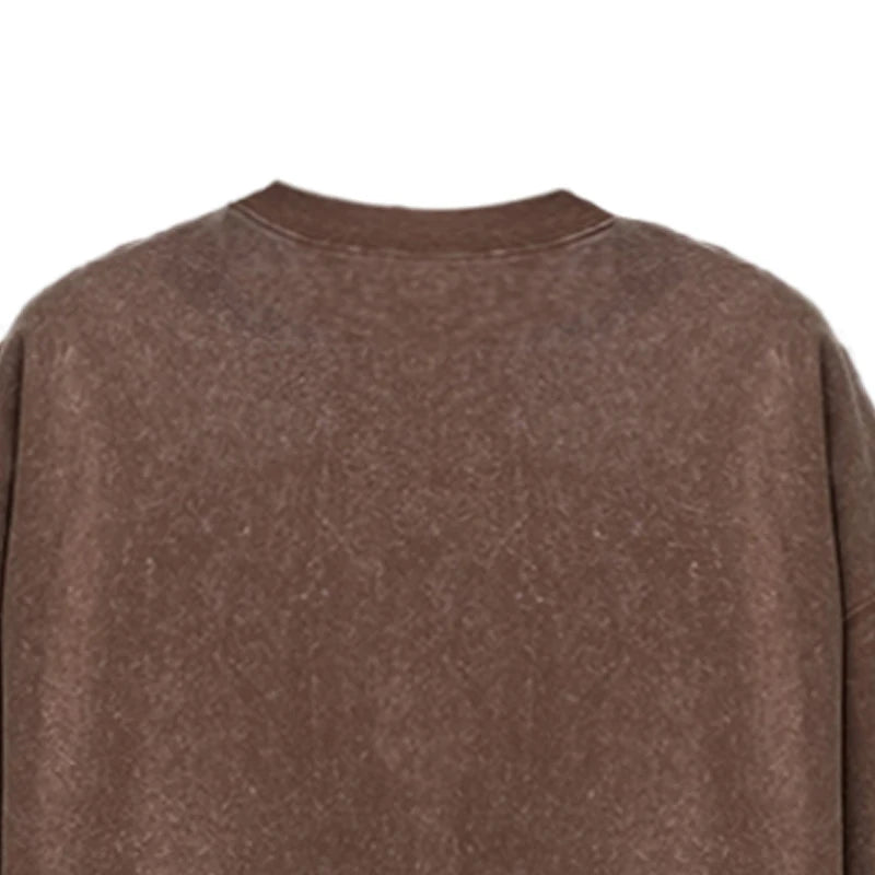 Bamboo Leaf Pattern Short Sleeve Heavy Fabric Acid Washed Men's T-shirt Men Woman Streetwear Oversized Loose Tops Summer Tees