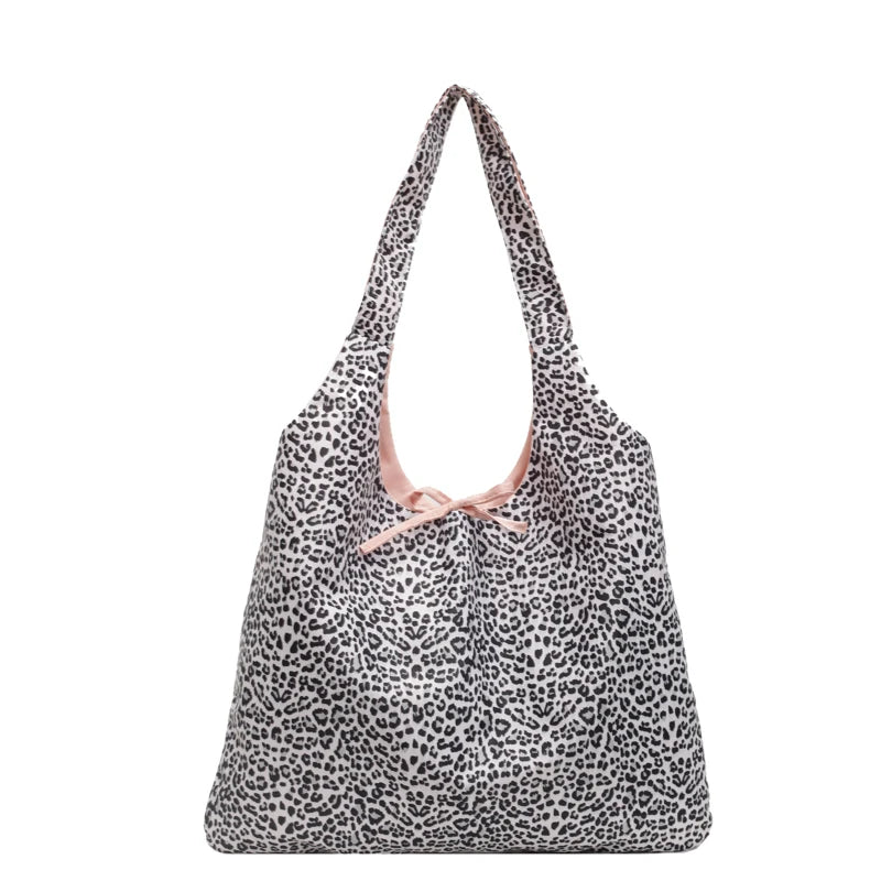 Shoulder Bag for Women Leopard Print Purse and Handbag Nylon with Interior Pocket Large Slouchy Hobo Bag Work Travel Bag