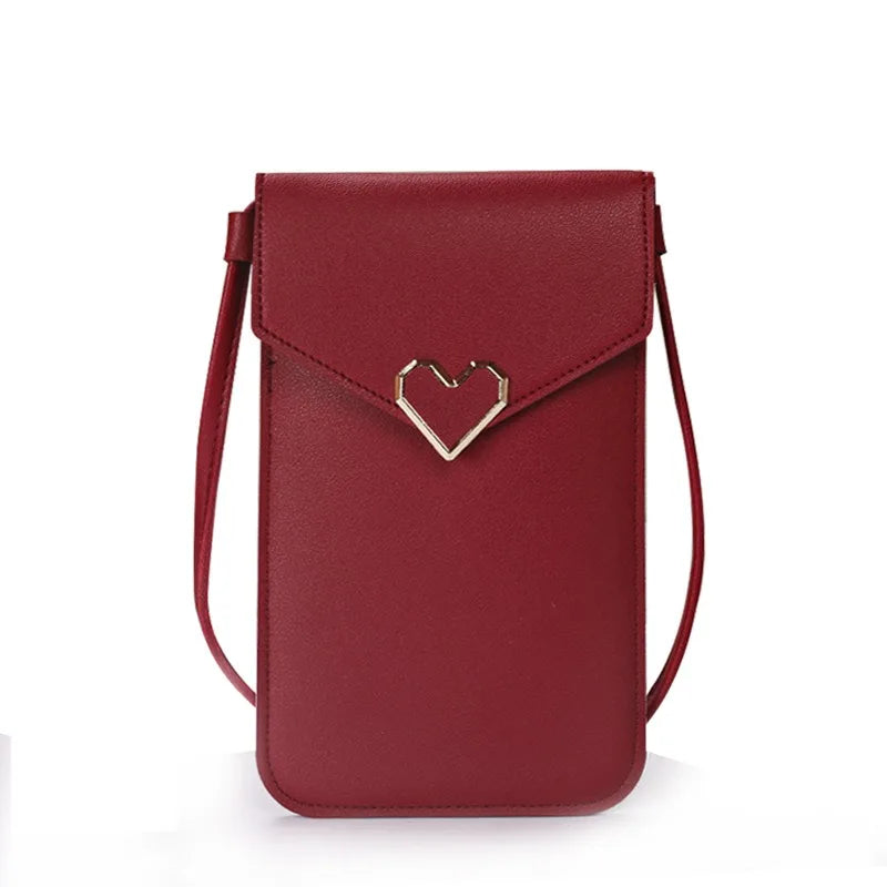 Transparent Touch Screen Cell Phone Purse Smartphone Wallet Shoulder Strap Handbag PU Leather Casual Crossbody Bags Women