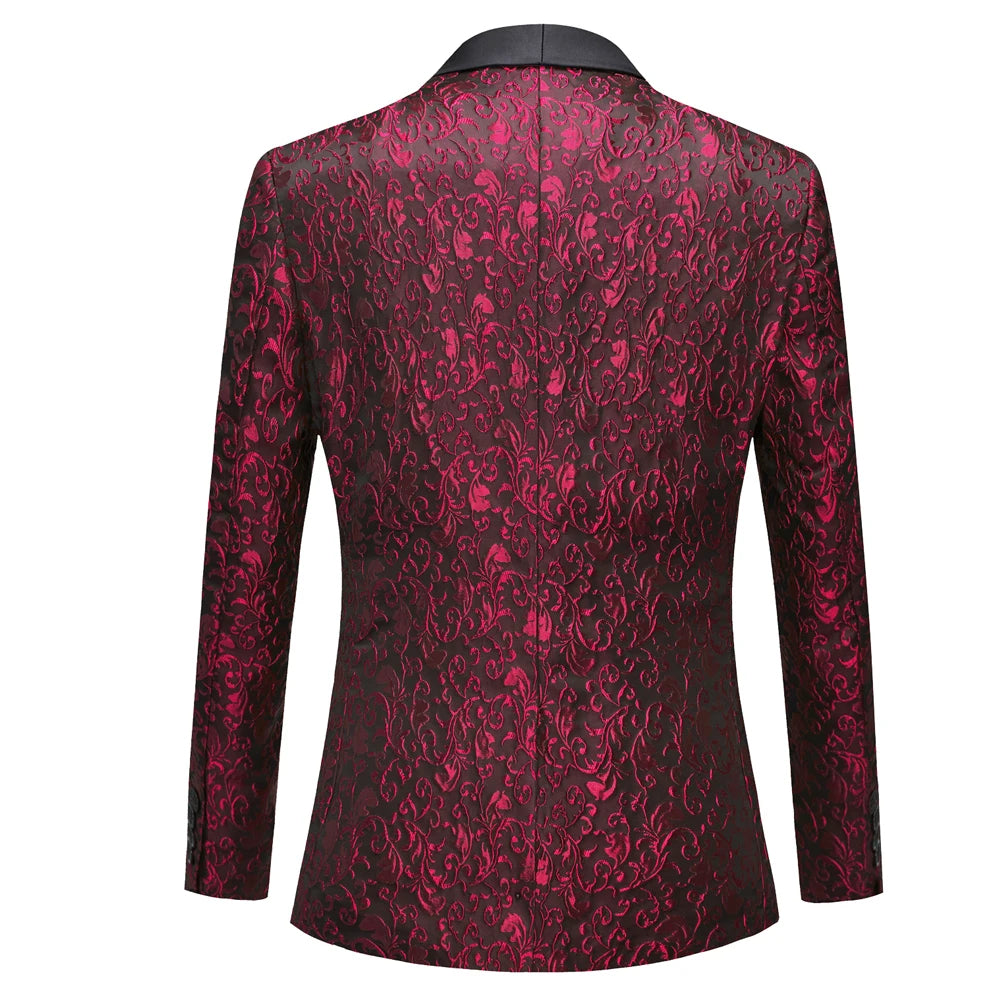 Men's Paisley Tuxedo Jacket One Button Dress Suit Jacket Floral Blazer for Dinner Party Prom Wedding