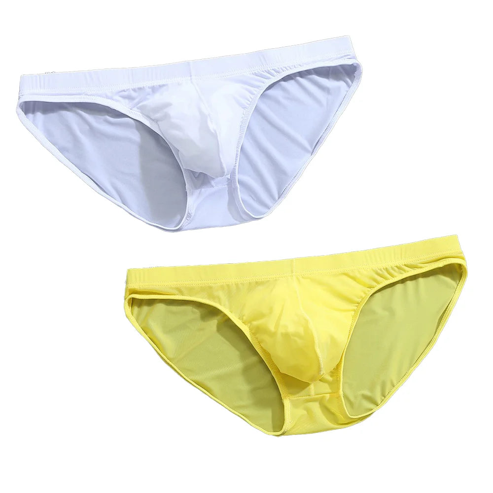 2PCS Men's Panties Underwear Men Briefsr Bikini Pant Comfortable Sexy Slip Underpants ice silk Breathable white 4XL