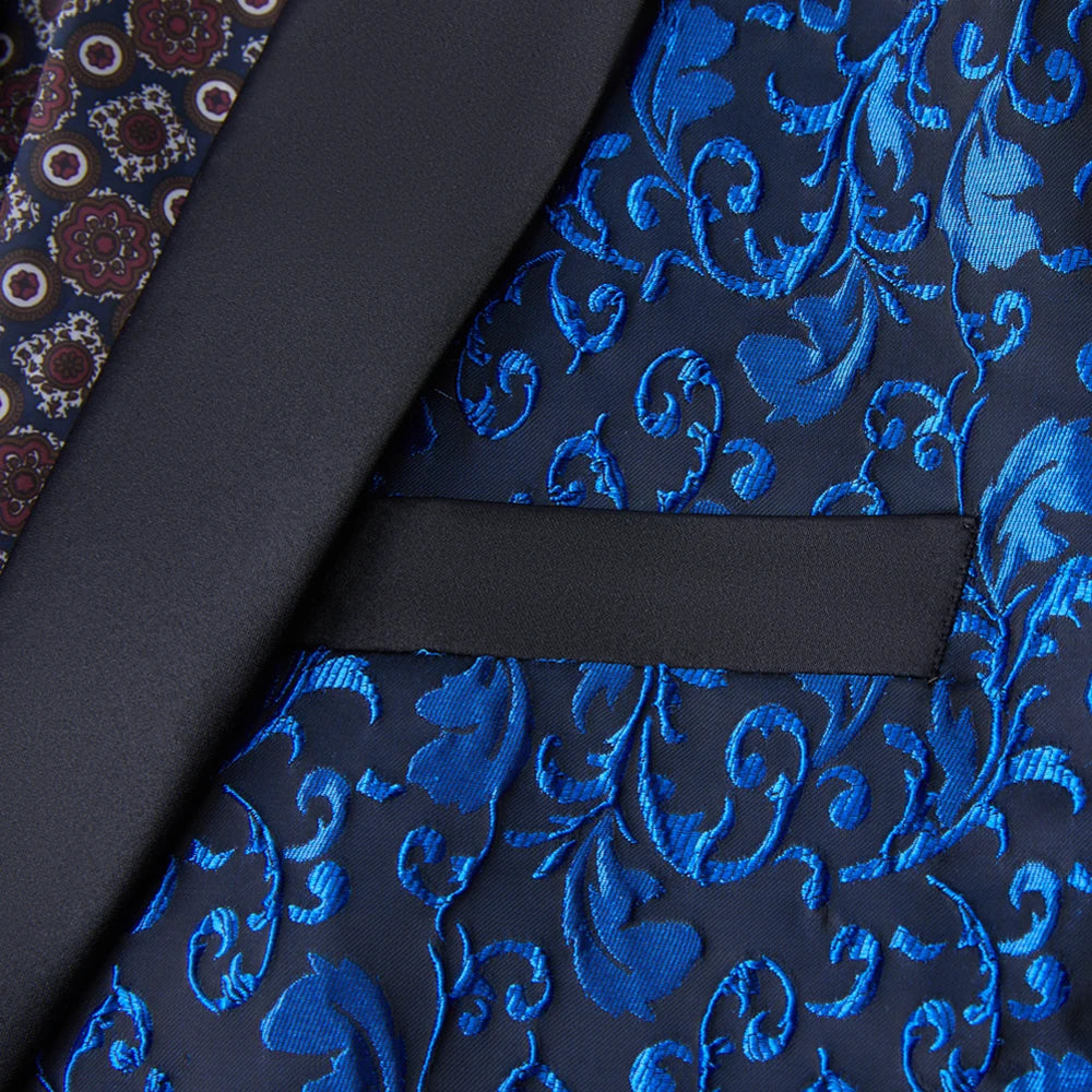 Men's Paisley Tuxedo Jacket One Button Dress Suit Jacket Floral Blazer for Dinner Party Prom Wedding