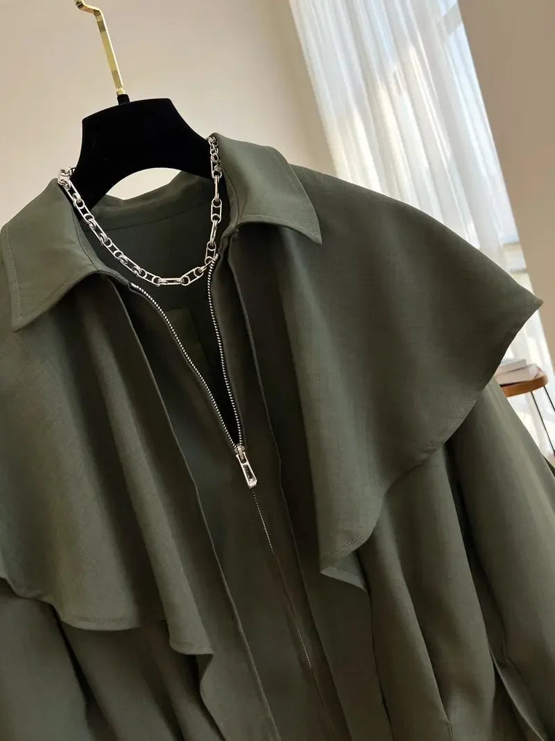 Korean Fashion Cloak Casual Capes Jacket Women's Dongdaemun 2025 Short Coats Woman Heavy Jackets Trend Winter Cardigan Tops New