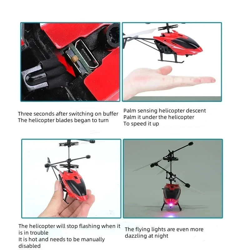 Rechargeable Mini RC Drone Remote Safe Fall-resistant RC Helicopters Drone ChildrenToys(No remote control battery)