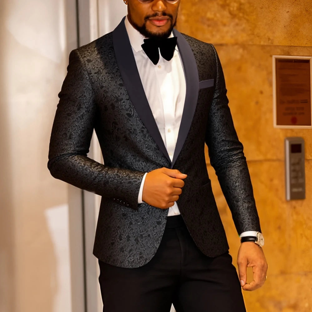 Men's Paisley Tuxedo Jacket One Button Dress Suit Jacket Floral Blazer for Dinner Party Prom Wedding