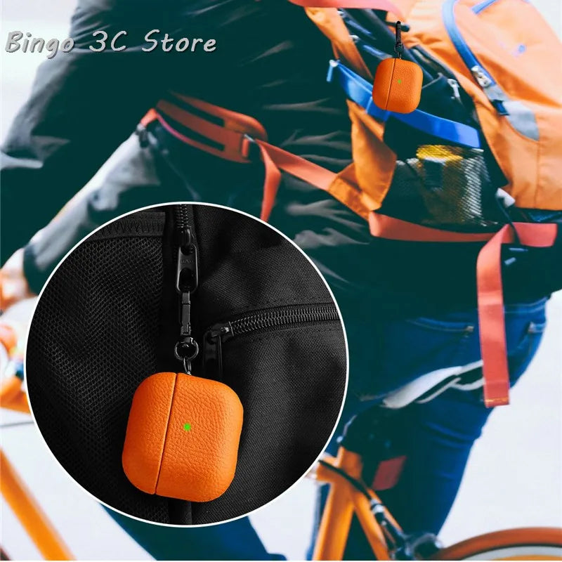 Genuine Leather For AirpPods Pro 2 Case AirPods 1 2 3 cover Bluetooth Earphone Accessories Lychee Pattern Cowhide With Buckle