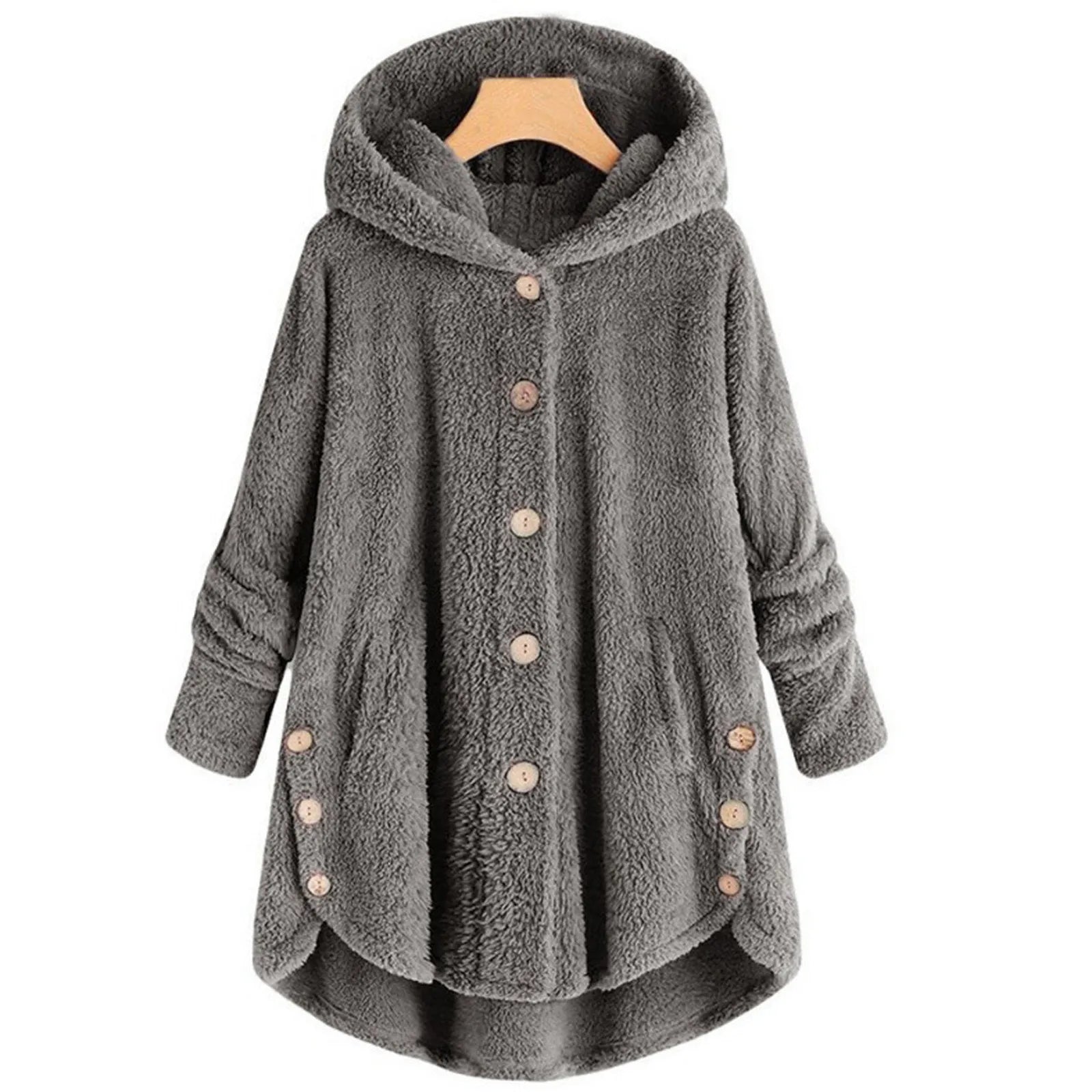 Autumn Winter Coat Women Warm Coat Wool Jacket Female Plush Coat Hooded Jacket New Women's Coats Solid Color Jacket