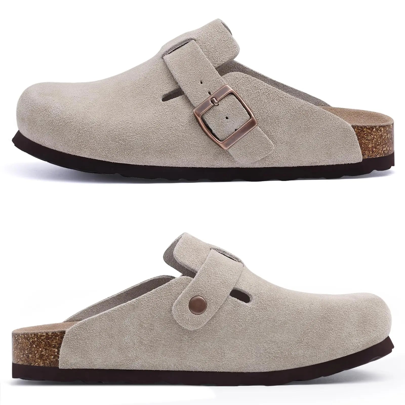 Asgard Women Men Suede Leather Clogs Slippers Fashion Unisex Cork Footbed Sandals Outdoor Antiskid Mules Shoes with Arch Support
