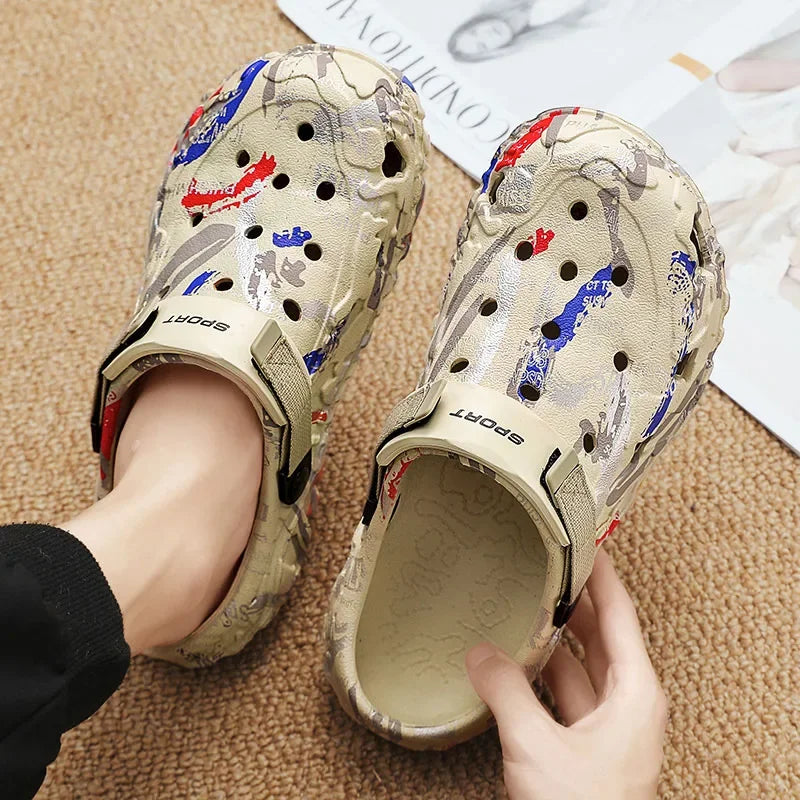 Plus Size 47 Summer Men Sandals Clogs Outdoor Garden Clogs Hole Shoes Male Casual Shoes Water Shoes Comfort Home Soft Slippers