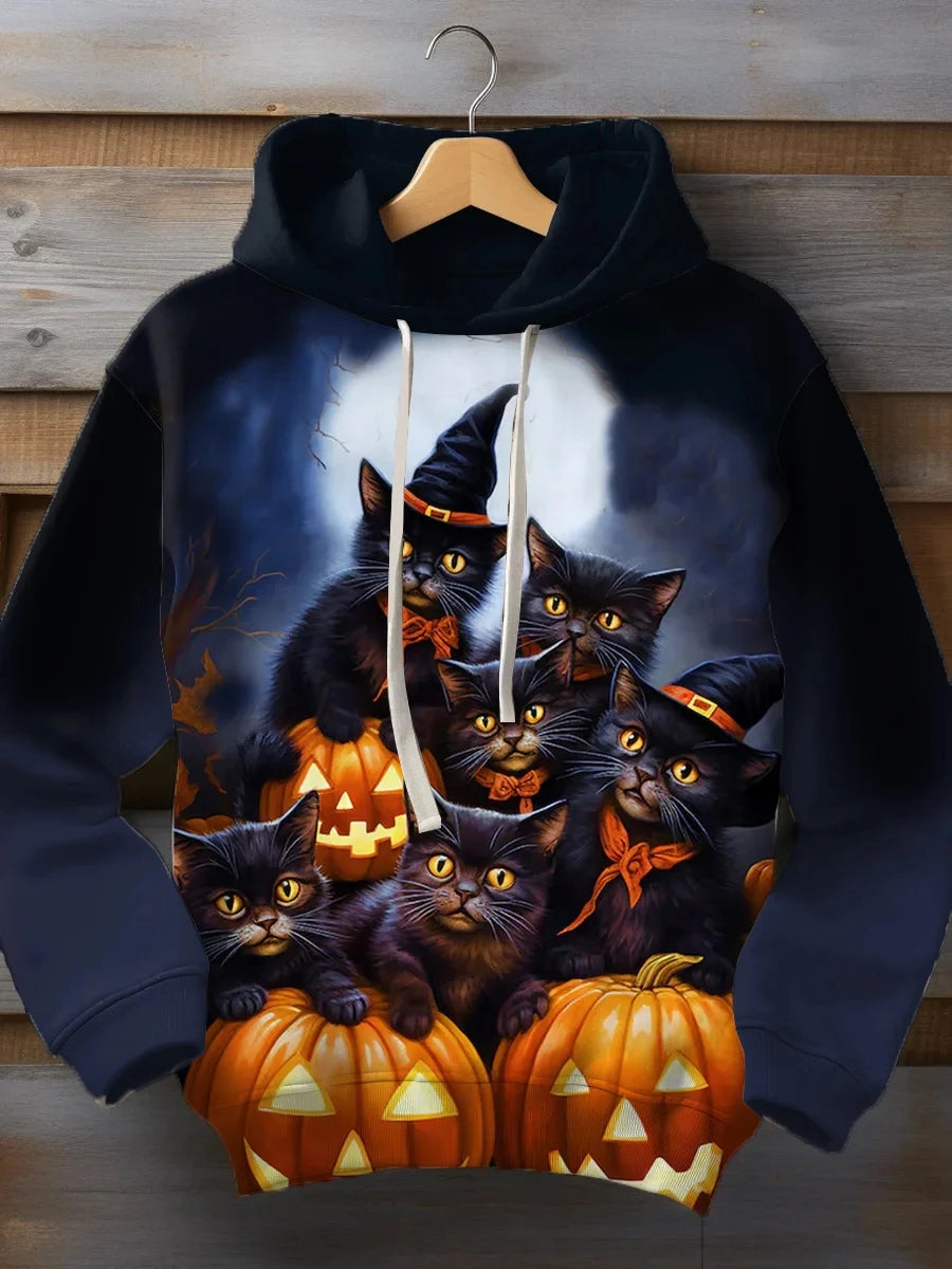 Halloween Men's Graphic Hoodie Pumpkin Prints Classic Casual 3D Pullover Holiday Fashion Hoodies Thin Style Long Sleeve Hooded