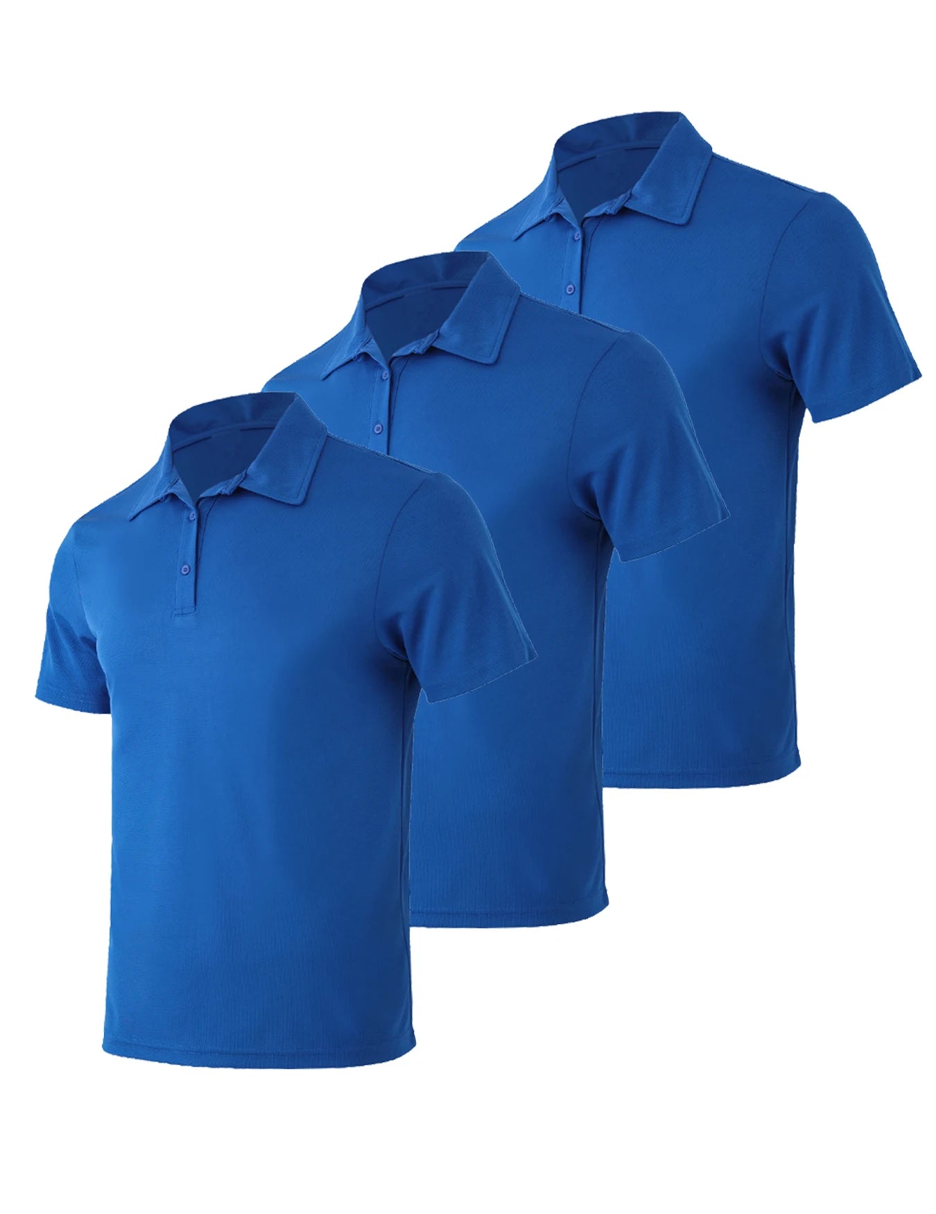 3-piece men's quick drying sport polo shirt stretchy slim fit summer solid color lapel short sleeved top