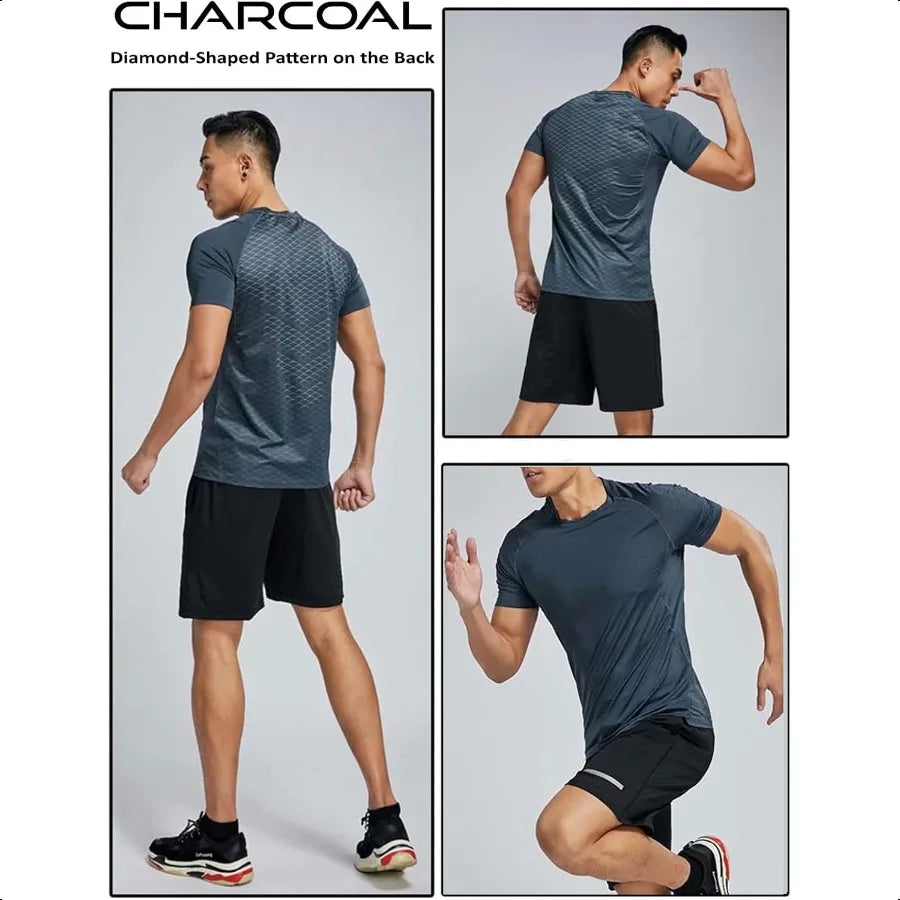 5 Pack Men s Active Quick Dry Crew Neck T Shirts Athletic Running Gym Workout Short Sleeve Tee Tops Bulk
