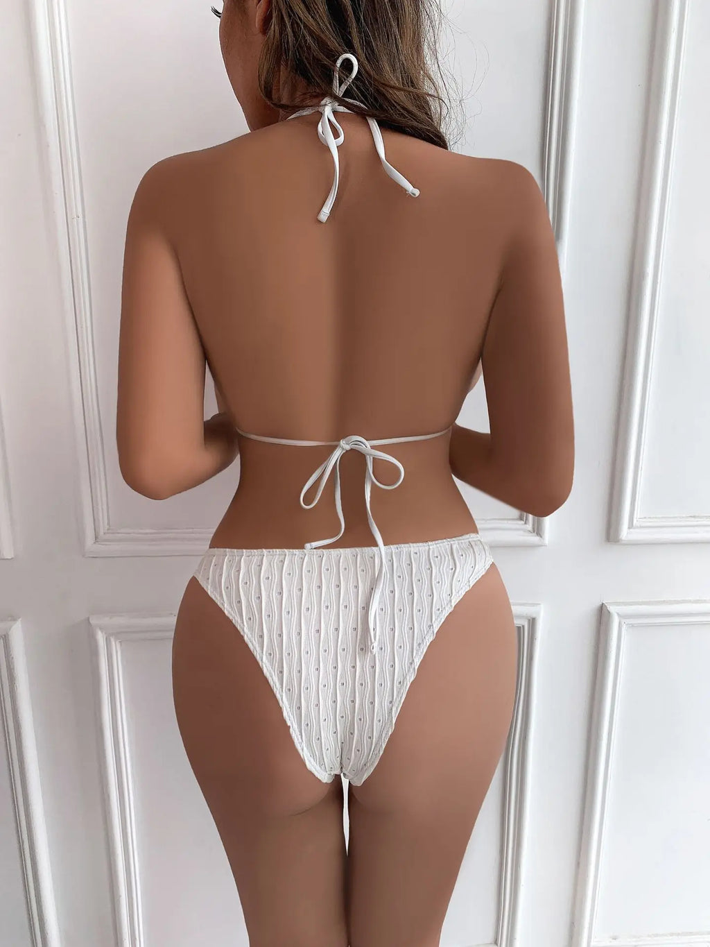 3-piece Beachskirt Swimsuit Women 2024 Solid Color Ventilate Bikini Sexy Triangle Cup Lace-up Backless Low Waist Bathing Suit