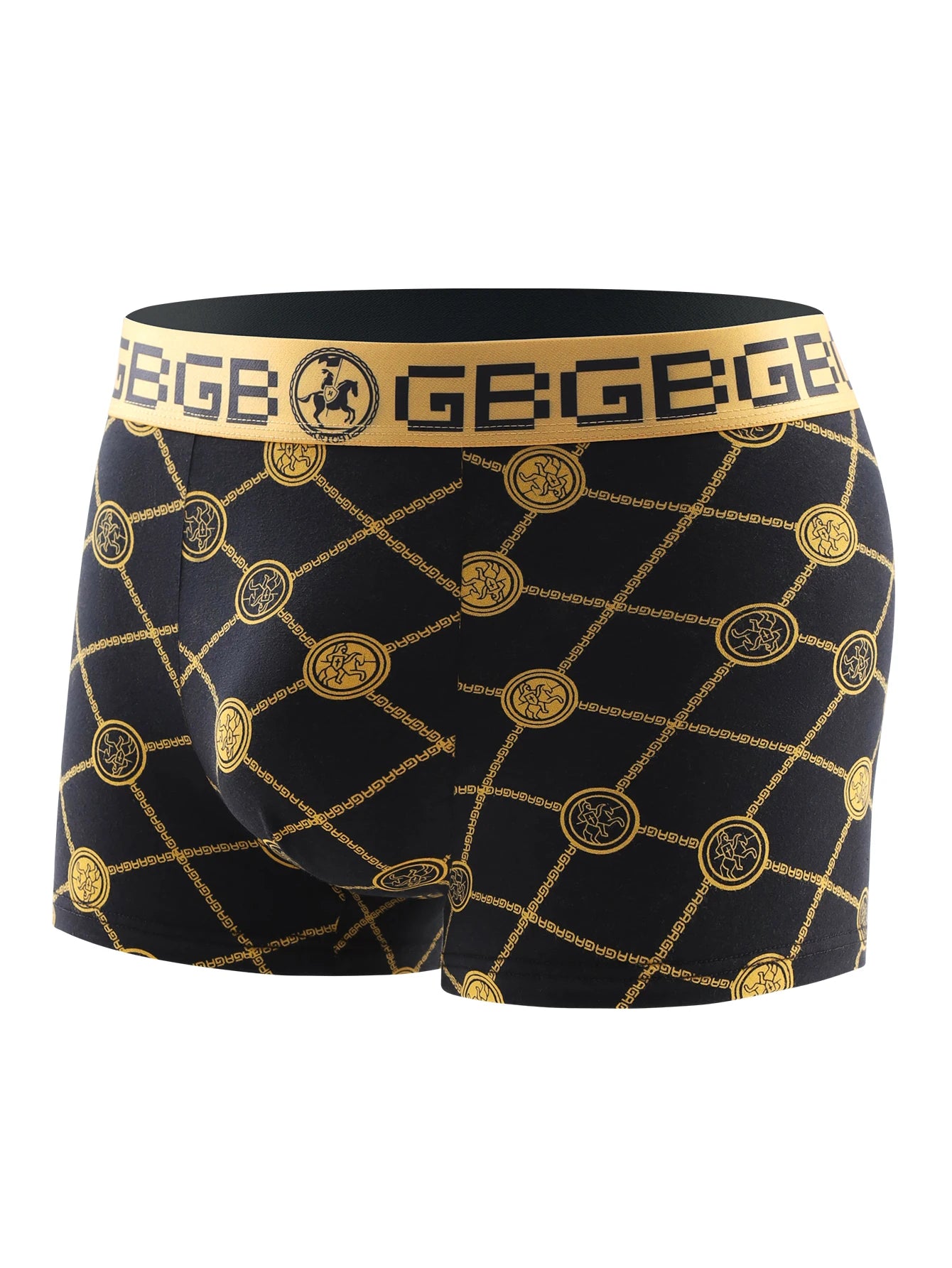 4pcs/multi-style men's underwear, black and gold printed boxer briefs, trendy personality briefs men's comfortable boxers