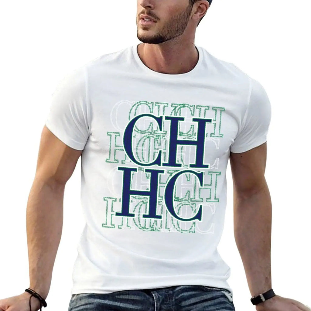 CHCH 2024 Summer New European and American Pure Cotton Short-sleeved Printed Crew Neck T-shirt