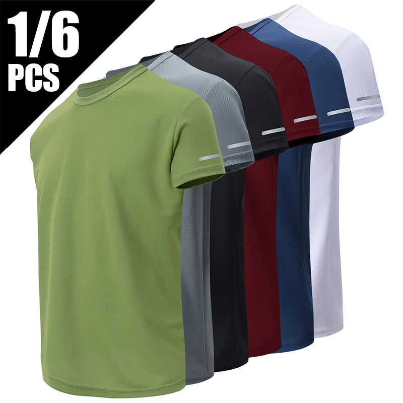 1/2/4 Pcs Men's Leisure Quick-drying Multicolor Short-sleeved Loose and Comfortable Plus Size Teenagers' Sports and Fitness Jack