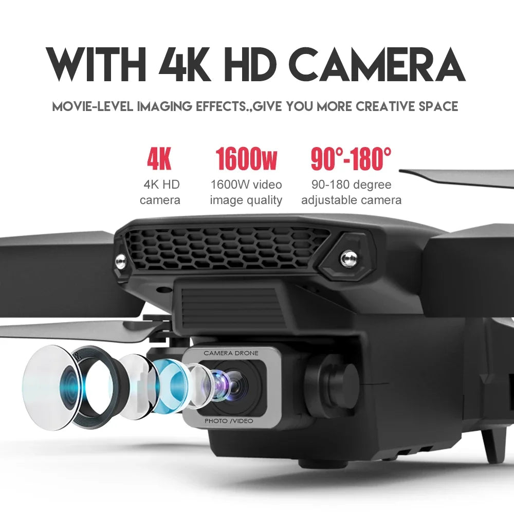 2025 New E88 Pro WiFi FPV Drone - 1080P/4K Single/Dual Camera, Wide-Angle HD, Altitude Hold, Foldable Quadcopter, RC Helicopter