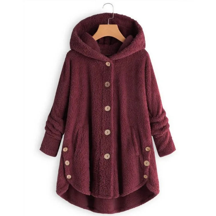 Autumn Winter Coat Women Warm Coat Wool Jacket Female Plush Coat Hooded Jacket New Women's Coats Solid Color Jacket