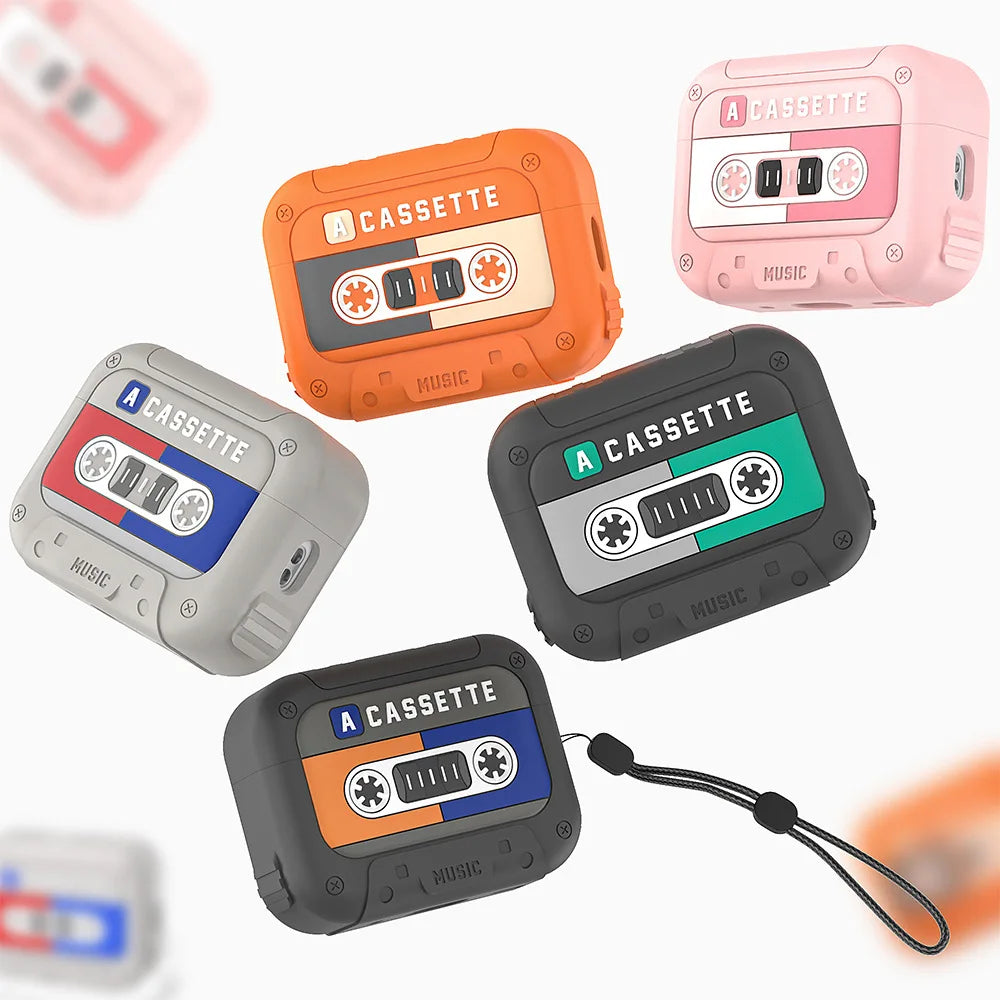 2025 Cassette Tape Case For  AirPods Pro 2 Case Cover Compatible Lanyard Included Shockproof Full Protection For  AirPods 4 Case