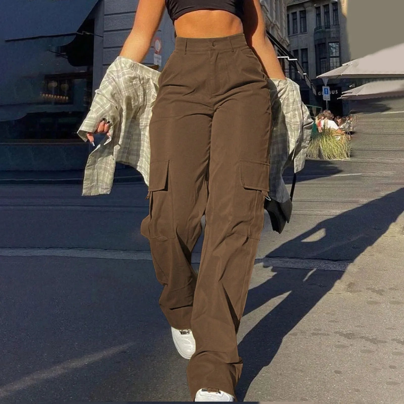 2024 Fashion Harajuku Cotton Linen Trousers Stretch Twill High Waisted Wide Leg Pants Casual Straight Leg Chino Y2k Clothes