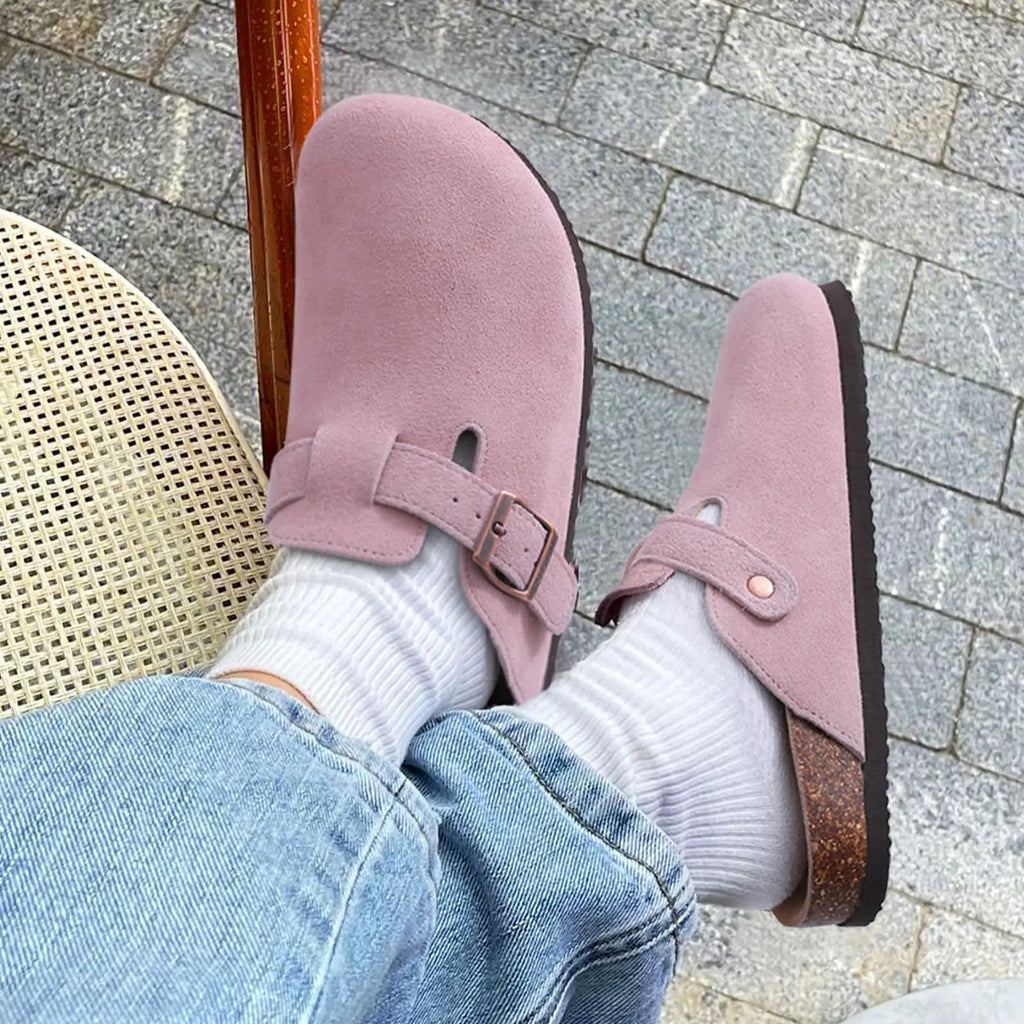 Asgard Women Men Suede Leather Clogs Slippers Fashion Unisex Cork Footbed Sandals Outdoor Antiskid Mules Shoes with Arch Support