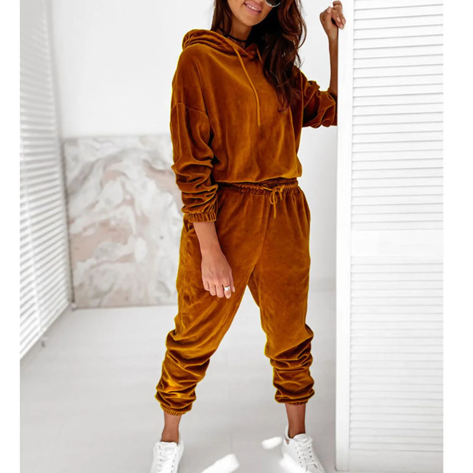 Party Outfit Women's Spring And Autumn Winter Hoodie Set Solid Color Casual Fashion Sports Pants Two plus Size Snow Bib Overalls