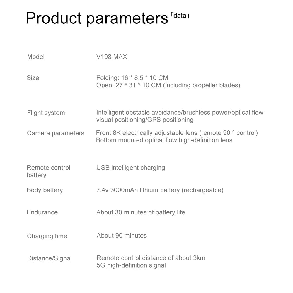 For Xiaomi V198 MAX GPS Drone  8K HD Aerial Photography Dual Camera Brushless Quadrotor Laser Obstacle Avoidance  Aerial Optical