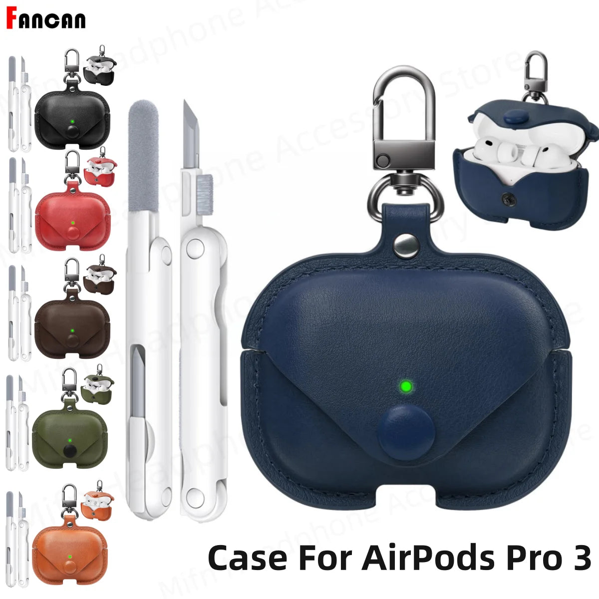 for Apple Airpod Pro 3 Case 2025 Leather Wireless Charging Protective Headphone Case Cover Leather Case for Airpods Pro 3rd Gen