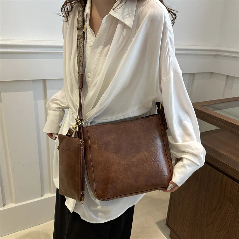 Crossbody Bag for Women with Adjustable Strap Shoulder Bag Vegan Leather Solid Hobo Purse Satchel Purse