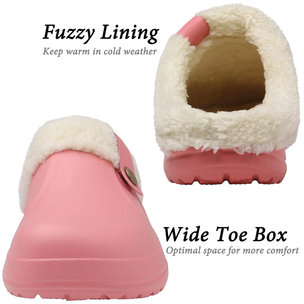 New Men Waterproof Slippers Women Men Fur Clogs Slippers Winter Men Garden Shoes Outdoor Antiskid Mules Indoor Soft House Shoes
