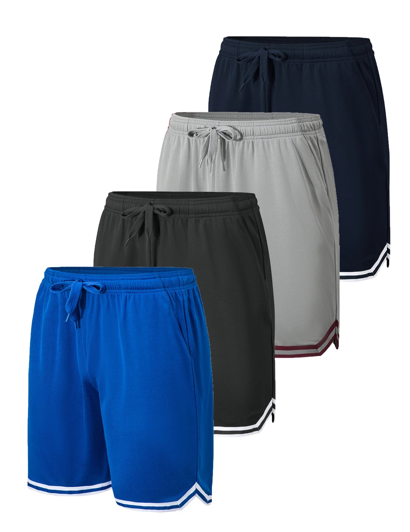 4-piece men's sports basketball shorts made of moisture wicking fabric with drawstring waist and pockets loose summer sportswear