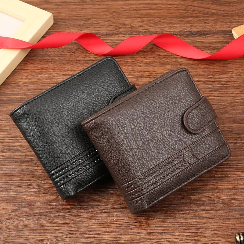 PU Leather Men's Short Wallet Multi Functional Zipper Buckle Men's Purse Business Short Multi Card Slot Money Bag