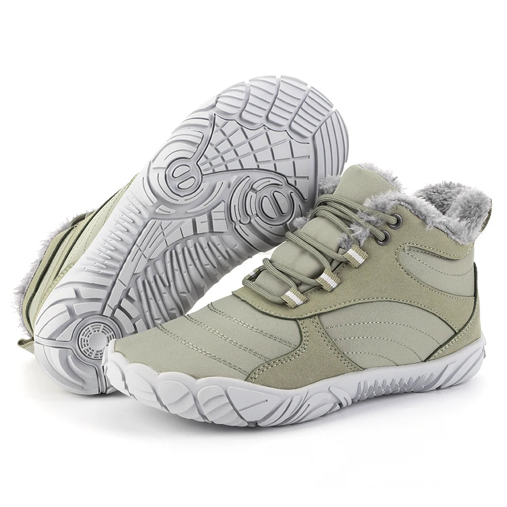 Winter Plush Snow Boots Warm Fur Shoes Non Slip Wide Toe Box Barefoot Shoes Waterproof Outdoor Trekking Shoes for Hiking Walking