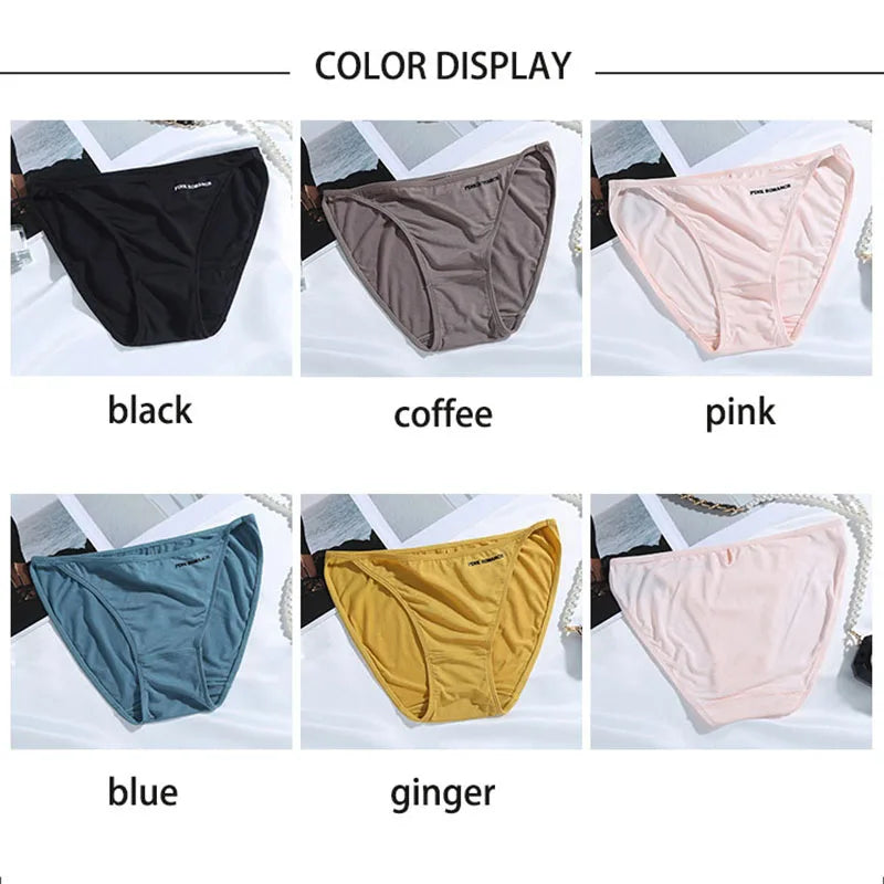 Soft Modal Women's Underwear Sexy Low Waist Panties Solid Color Briefs Summer High Elastic Female Bikini Ladies Lingerie 5pcs