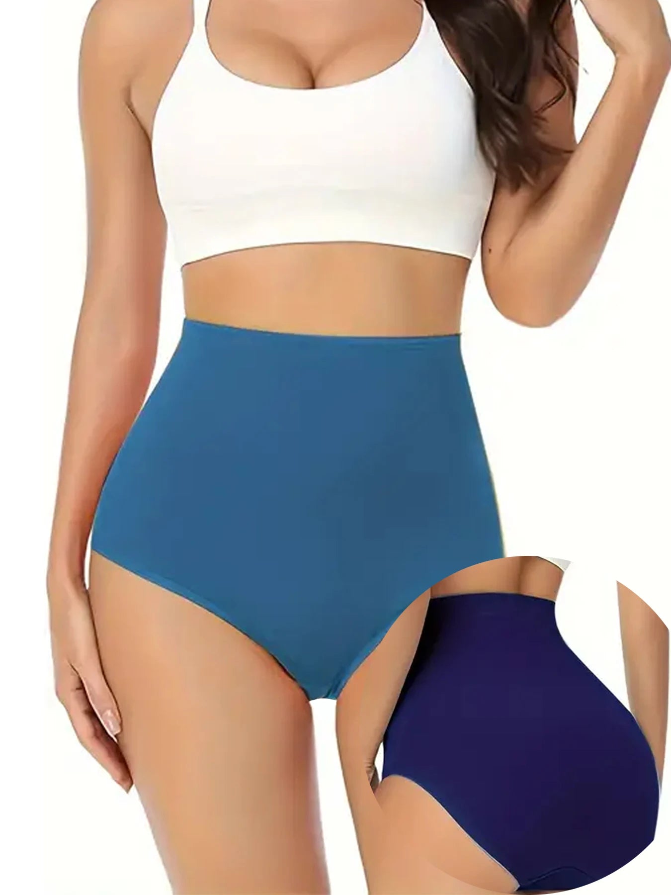 4PCS women's high waisted panties, women's solid color underwear, slightly shaping shapewear, women's Lingerie