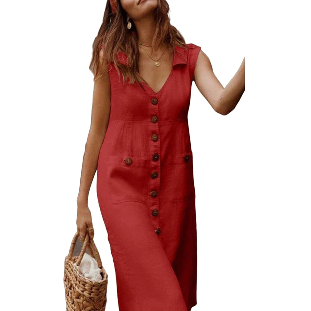 3XL Plus Size Cotton Linen Tank Dress Women Summer Casual Loose Beach Sundress Korean Fashion Slim Large Size Female Clothi