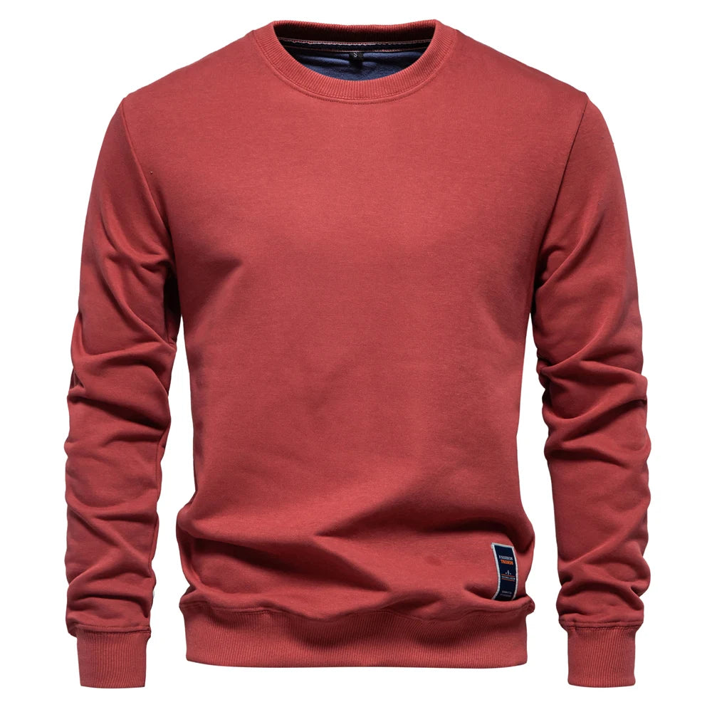 AIOPESON Cotton-blend Mens Crew Neck Solid Color Sweatshirts Pullover Casual Sport Sweatshirt for Men