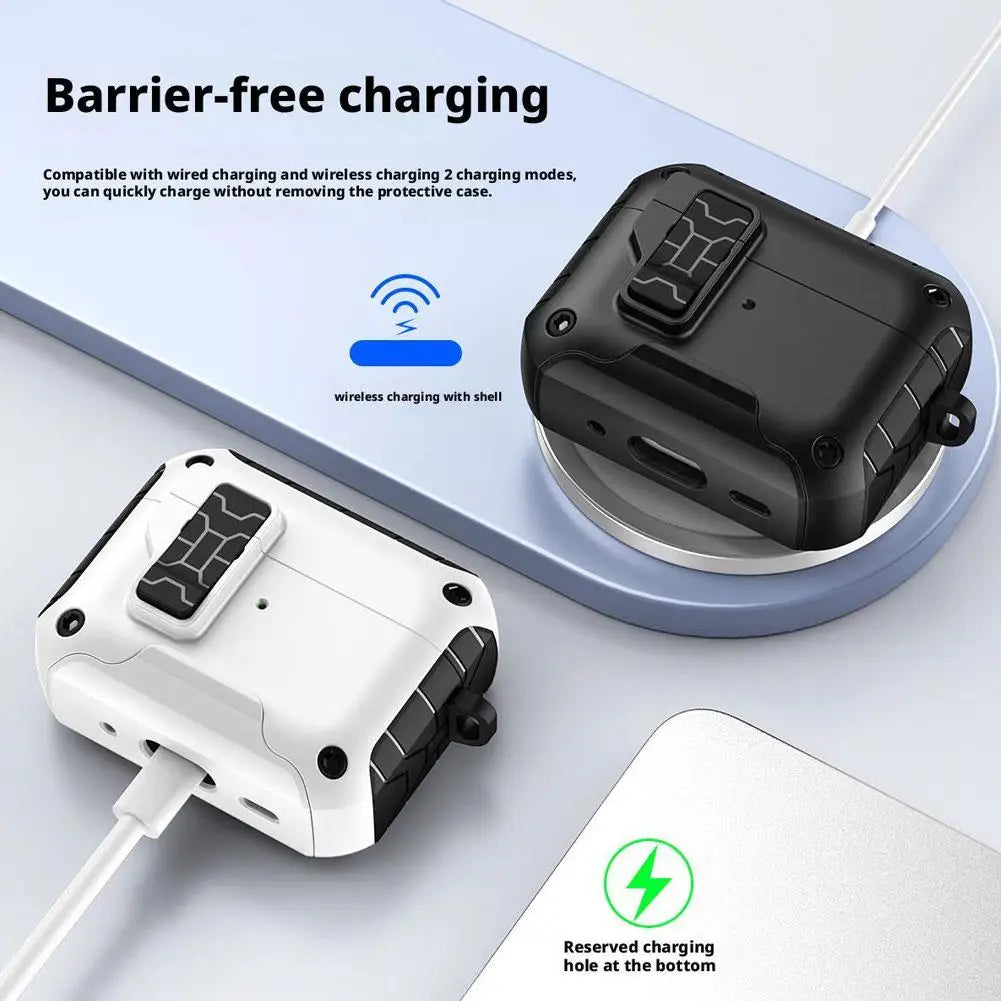 for Airpods Pro 3 (2025) Case with Secure Lock Automatic Pop-up Full Protective Hard Cover with Keychain for AirPods Pro 3