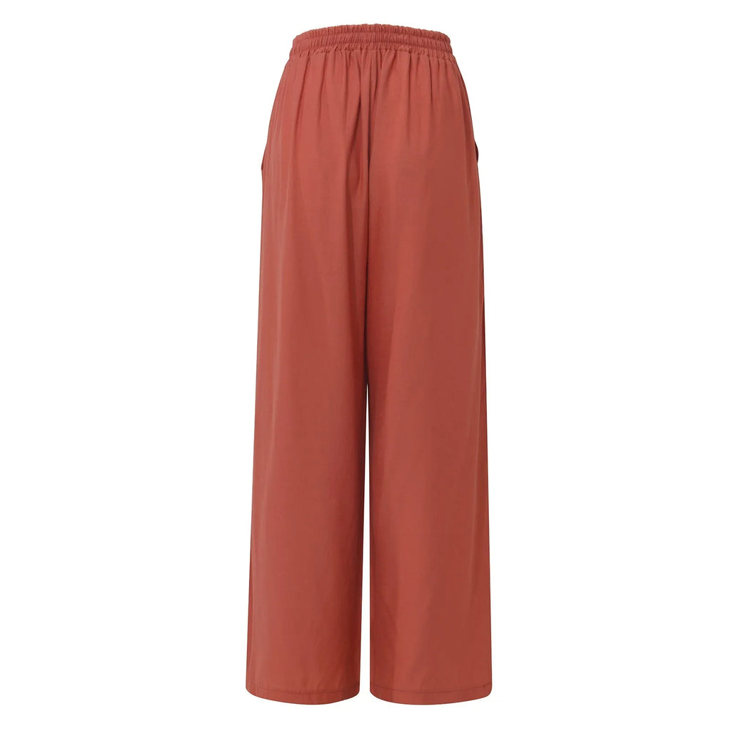 Women's Wide Leg Pants High Waist Casual trousers Solid Color Elastic Waist Tie Belt Loose Sweatpants gym pantalones de mujer